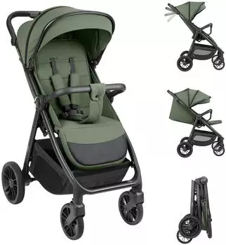 KIKKABOO Buggy Jody PU-R&auml;der, 5-Punkt-Gurt, gr&uuml;n