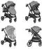 Moni Tokyo Kombi-Kinderwagen 2-in-1, grau, mit Wickeltasche (110967)