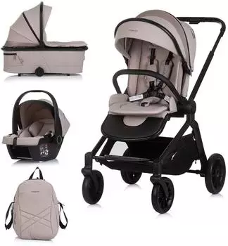 Chipolino Magnum 3-in-1 Kombikinderwagen Babywanne, Sportsitz, i-Size Babyschale, beige (KKMA02502TR)