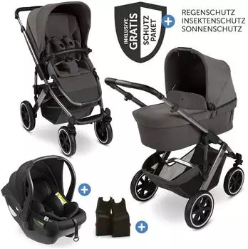 ABC Design 3in1 Kinderwagen-Set Salsa 5 Air inkl. Babywanne, Autositz Drive N Care mit XXL Zubeh&ouml;rpaket Almond