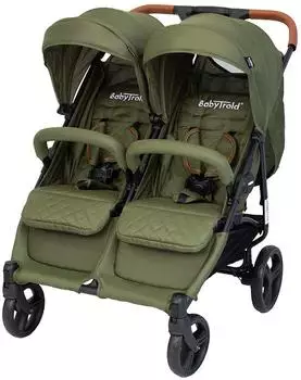 Babytrold OS2 Zwillingsbuggy, oliv, verstellbar, pannensichere R&auml;der