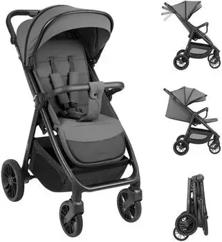 KIKKABOO Buggy Jody PU-R&auml;der, Federung, 5-Punkt-Gurt, grau (31001030231)