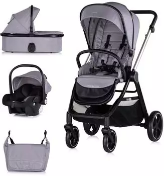 Chipolino Marbella Kombikinderwagen 3in1 i-Size Babyschale, grau (KKMRB02502CL)