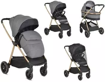 Cangaroo Hydra Kombikinderwagen 2 in 1 mit Babywanne und Sportsitz, grau