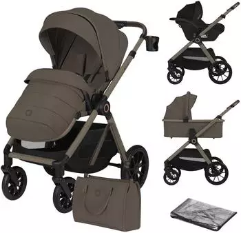 Lionelo Layla 3-in-1-Kinderwagen beige, 0-22kg, PU-Räder (LO-LAYLA 3IN1 BEIGE TAUPE)