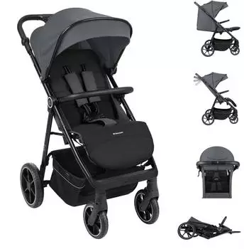 KIKKABOO Lucy Kinderwagen verstellbare Rückenlehne, faltbar, grau (31001030208)
