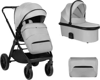 KIKKABOO Tiffany 2-in-1 Kombikinderwagen mit Babywanne, Sportsitz, grau (31001020152)