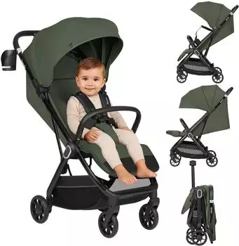 Lionelo Bess Buggy bis 22kg, 360°-PU-Räder, UPF50+ Verdeck, Green Forest (LO-BESS GREEN FOREST)