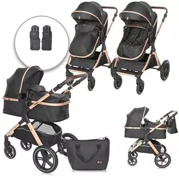 Lorelli Viola Kombikinderwagen 2-in-1 mit Adaptern, bis 22kg, schwarz
