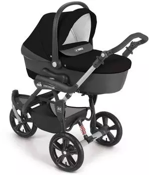 Cam Cortina X3 Tris Kombi-Kinderwagen 3-in-1, schwarz, inkl. Babyschale, Fu&szlig;sack & Wickeltasche