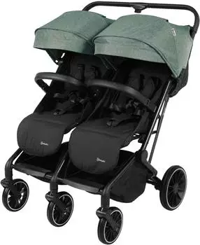 babyGO GOTwice Zwillingsbuggy 3 schwenkbare Vorderräder, grün melange (88458221-0)