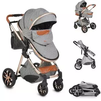 Moni Alma Kinderwagen mit Sportsitz, Tragetasche, umkehrbarer Sitz, dunkelgrau