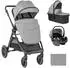 KIKKABOO Ava 3-in-1 Kombikinderwagen mit Babywanne, Babyschale, grau