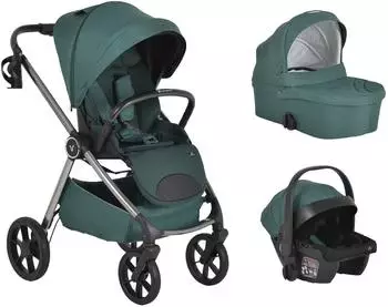Cangaroo Unique 3-in-1 Kombikinderwagen mit Babyschale, PU-R&auml;der, gr&uuml;n