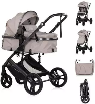 Chipolino Amore Kombi-Kinderwagen 2 in 1 mit Getr&auml;nkehalter, Wickeltasche, braun