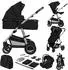 Lionelo Amber 3-in-1 Kombikinderwagen mit Babywanne, i-Size Autositz, Luftreifen (LO-AMBER 3IN1 BLACK SILVER)