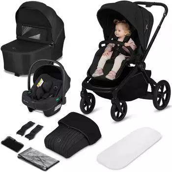Lionelo Freya 3in1 Kombi-Kinderwagen mit Babyschale i-Size, schwarz (LO-FREYA 3IN1 BLACK ONYX)