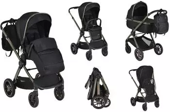 Cangaroo iClick Kombikinderwagen 2-in-1 klappbar, schwarz (110918)