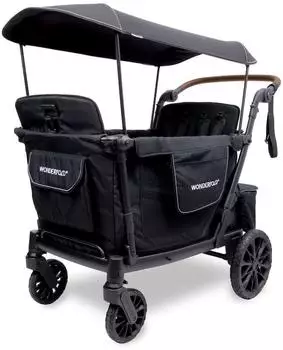 WONDERFOLD L4 Quad-Kinderwagen f&uuml;r 4 Kinder, schwarz (L4-BLK)