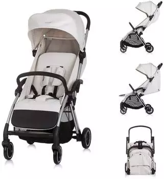 Chipolino Illusion Kinderwagen klappbar, verstellbare Fu&szlig;st&uuml;tze, beige (LKILU0251BI)
