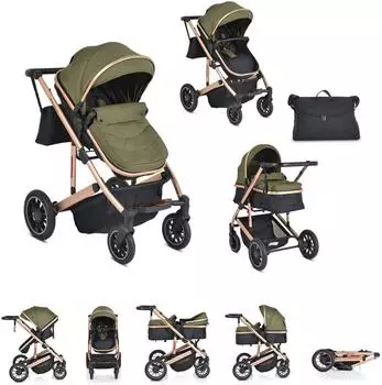 Moni Thira Kombikinderwagen 2in1 Babywanne & Sportsitz, grün (110149)