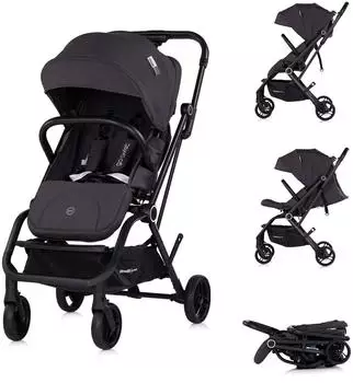 Chipolino Go Twist Kinderwagen, drehbarer Sitz, PU-Reifen, klappbar, schwarz