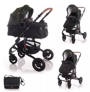 Lorelli Alba Kombikinderwagen 2-in-1, Gummireifen, schwarz