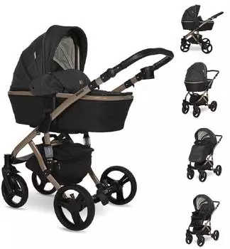 Lorelli Rimini Premium Kombikinderwagen mit Tragewanne, schwarz (10021622305)
