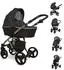 Lorelli Rimini Premium Kombikinderwagen mit Tragewanne, schwarz (10021622305)
