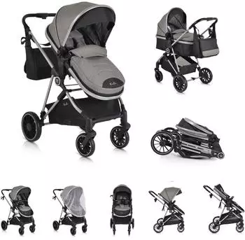 Moni Kali Kombikinderwagen 2-in-1, grau, 22kg (110956)