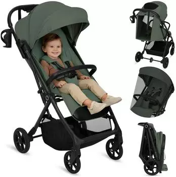 Lionelo Tansi Kinderbuggy GravelTech-R&auml;der, Auto-Folding, Moskitonetz (LO-TANSI GREEN EMERALD)