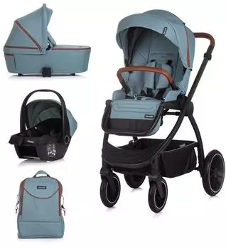 Chipolino Prestige Kombikinderwagen 3in1 mit Babywanne, Rucksack, i-Size Babyschale, blau (KKPRS02505BA)