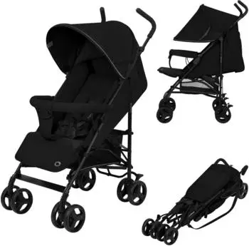 Lionelo Elia Leichter Kinderwagen, kompakt faltbar, 4-fach R&uuml;ckenverstellung, bis 15kg (LO-ELIA BLACK ONYX)