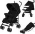 Lionelo Elia Leichter Kinderwagen, kompakt faltbar, 4-fach Rückenverstellung, bis 15kg (LO-ELIA BLACK ONYX)