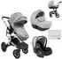 KIKKABOO Irene Kombikinderwagen 3-in-1 mit Babywanne, Autositz & Wickeltasche, hellgrau