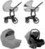 KIKKABOO Irene Kombikinderwagen 3-in-1 mit Babywanne, Autositz & Wickeltasche, hellgrau