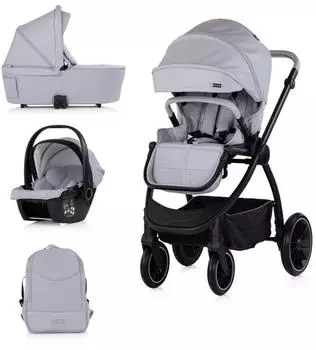 Chipolino Prestige Kombikinderwagen 3in1, i-Size Babyschale, hellgrau