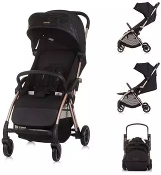 Chipolino Illusion Kinderwagen klappbar, verstellbare Fu&szlig;st&uuml;tze, Federung, schwarz (LKILU0255BB)