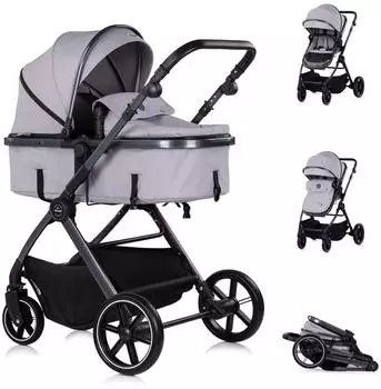 Chipolino Pearl Kombikinderwagen 2-in-1 mit Fu&szlig;sack, grau (KKPE02602PL)