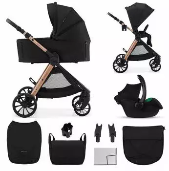 Kinderkraft VESTO 2 Kombikinderwagen 3in1 mit Babywanne, Autositz MINK PRO 2, schwarz