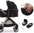 Kinderkraft VESTO 2 Kombikinderwagen 3in1 mit Babywanne, Autositz MINK PRO 2, schwarz