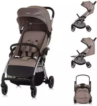 Chipolino Illusion Kinderwagen klappbar, verstellbare Fußstütze, braun (LKILU0252TR)