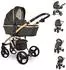 Lorelli Rimini Premium Kinderwagen mit Sportsitz, Tragewanne & Moskitonetz, schwarz/gold