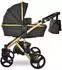 Lorelli Rimini Premium Kinderwagen mit Sportsitz, Tragewanne & Moskitonetz, schwarz/gold