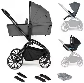 babyGO Harmony 3-in-1 Kombi-Kinderwagen mit Babyschale, grau