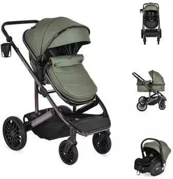 Moni All Road 3-in-1 Kombi-Kinderwagen mit i-Size Autokindersitz, dunkelgr&uuml;n