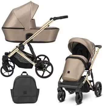 Kunert Arizo Premium 13 Kombikinderwagen Cappuccino Eco, goldener Rahmen