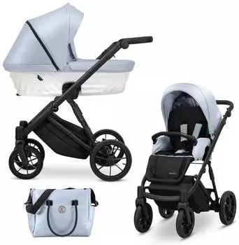 Kunert IVENTO 2in1 Kombi-Kinderwagen Öko-Leder, blau