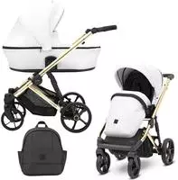Kinderwagen Arizo Premium 12 White Eco, goldener Rahmen