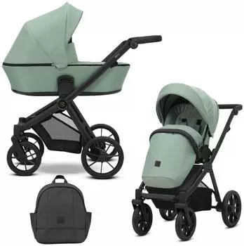 Kunert Brav 2in1 Kinderwagen mintgrün, schwarzes Gestell (Br-05)